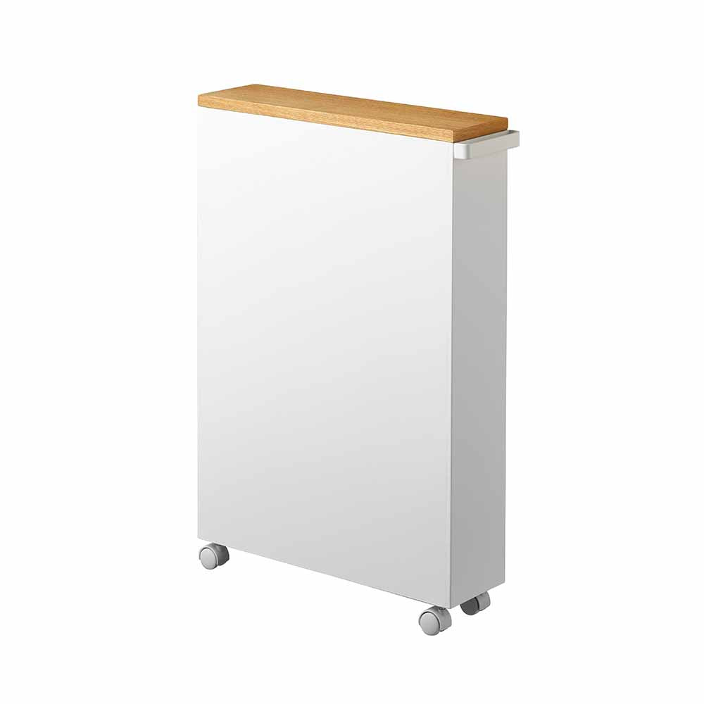 Etagère de toilette sur roulettes métal et bois Slim (Blanc)خزانة حمام متنقلة بعجلات