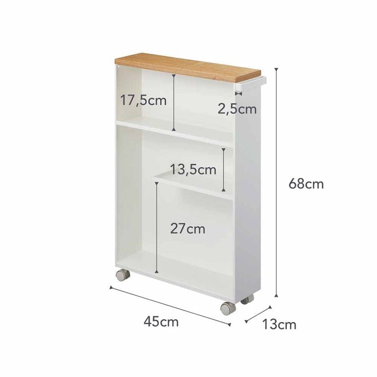 Etagère de toilette sur roulettes métal et bois Slim (Blanc)خزانة حمام متنقلة بعجلات